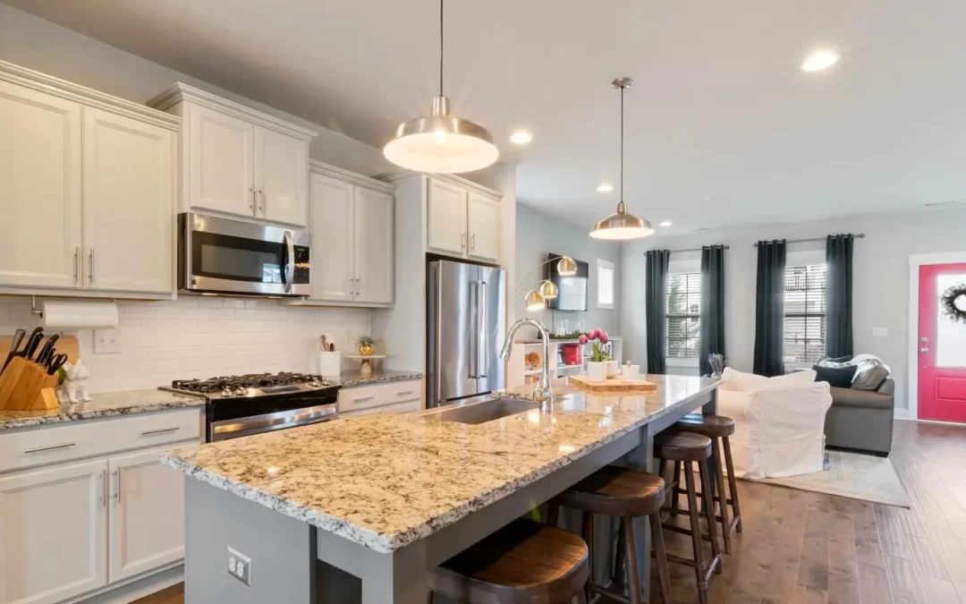 open island kitchen in living room