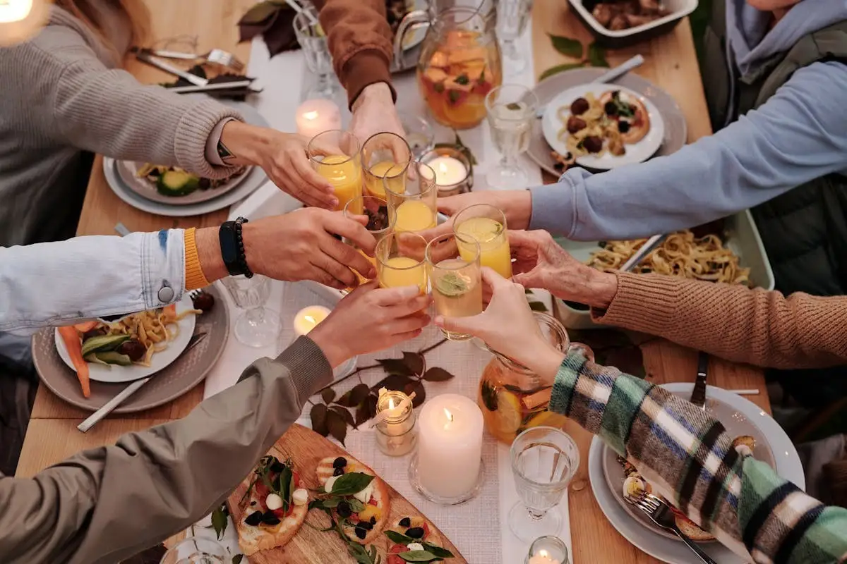 people celebrating at a dining table