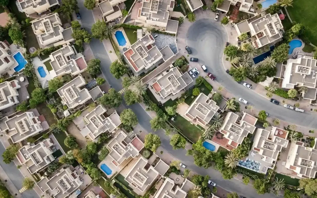 Aerial view of a township