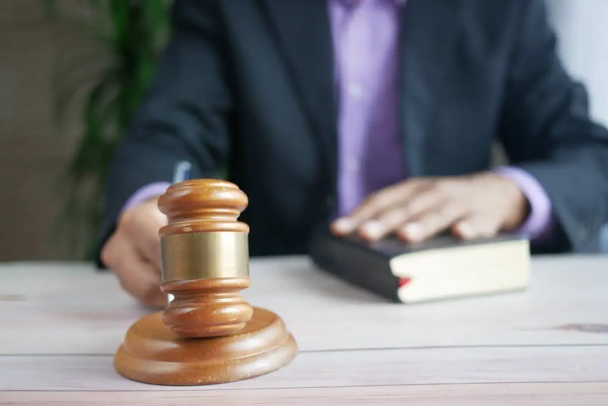 Brown Gavel in a court room Brown Gavel in a court room