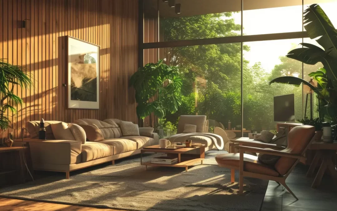 Indoor plants arranged in a studio setting