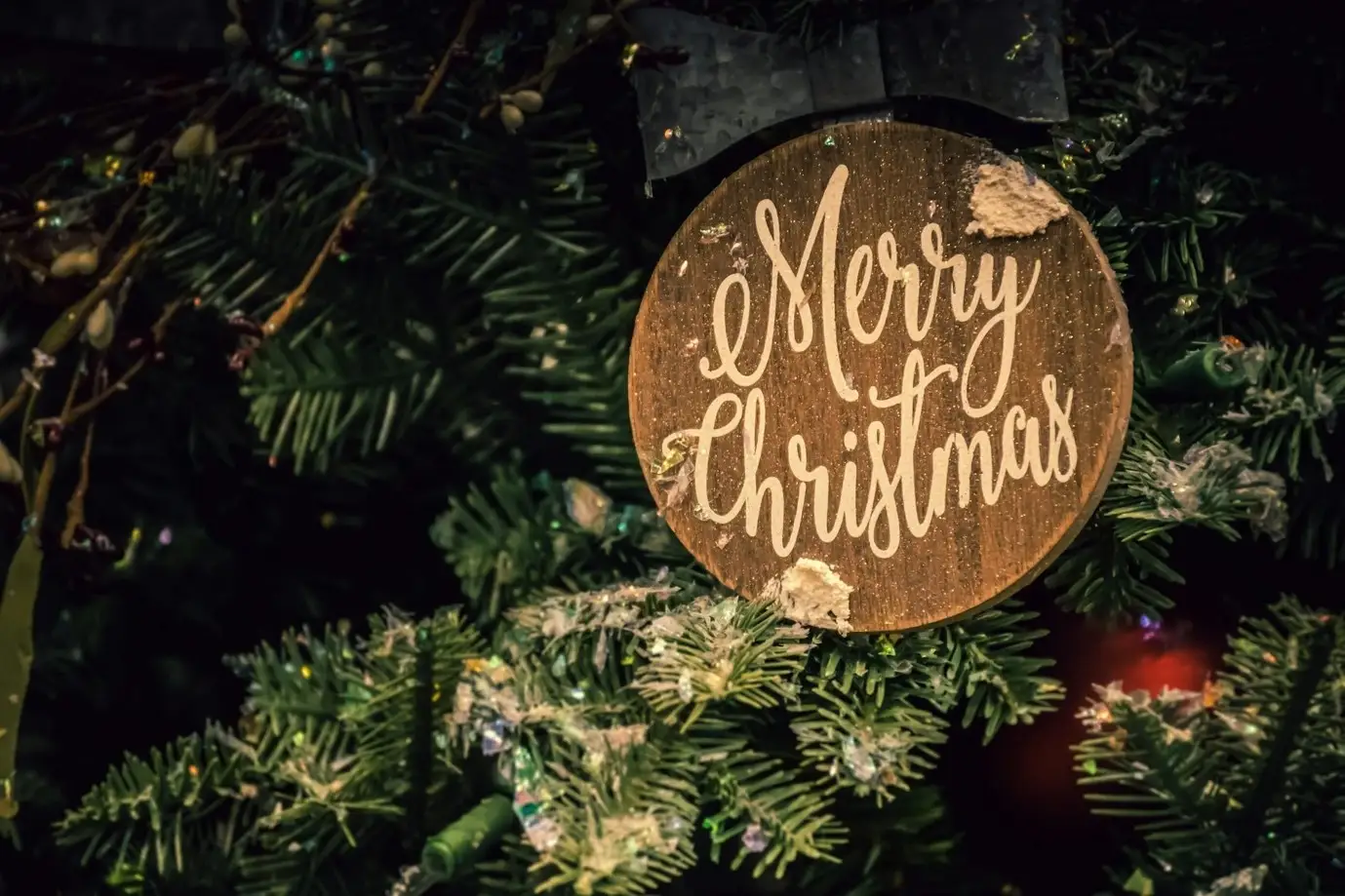 A Merry Christmas wooden signboard. A Merry Christmas wooden signboard.