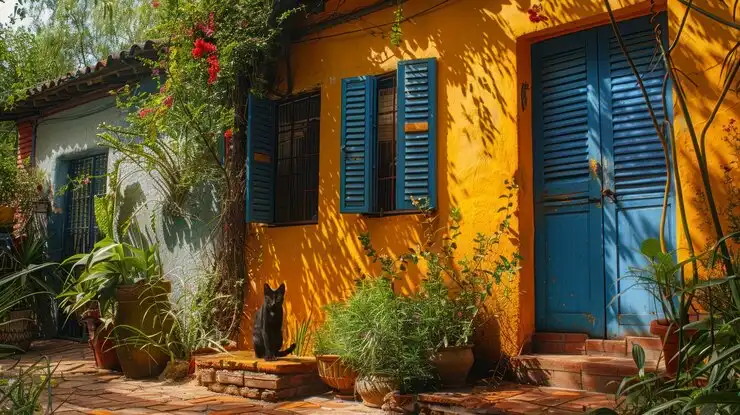 Colourful and sunny architecture can improve your mood.