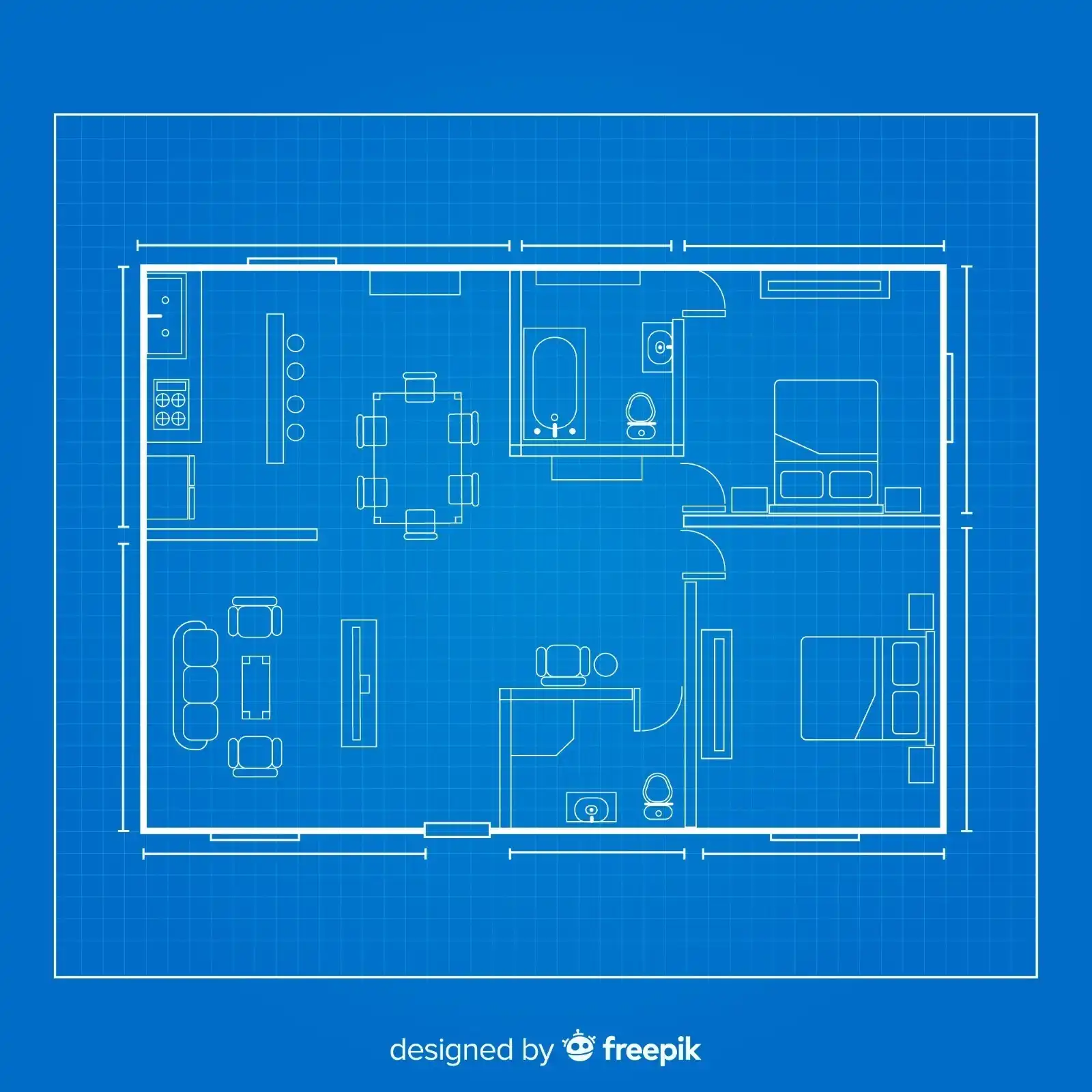 An open layout plan.
