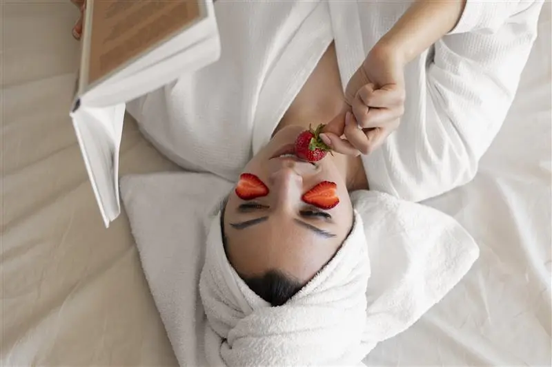 A woman relaxing luxuriously in her home in Goa