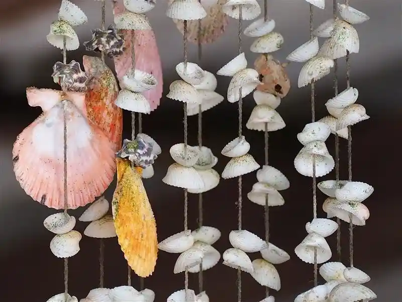 Seashell curtains often seen at a property in Goa.