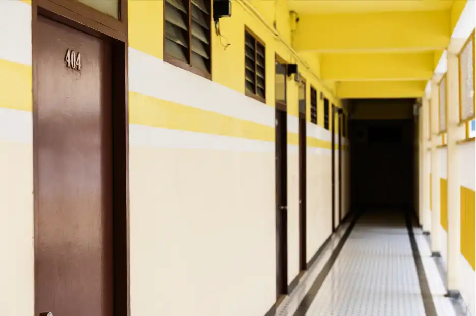Empty hallway of a school in Goa