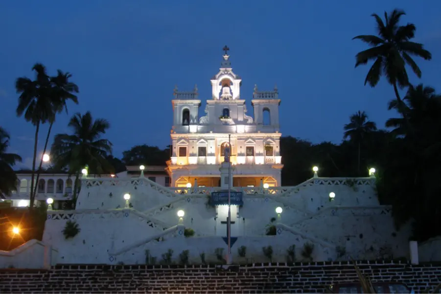 Facade of Our Lady of Immaculate Conception Church in Panjim, symbolising Goa’s spiritual legacy for homebuyers seeking a property in Goa.