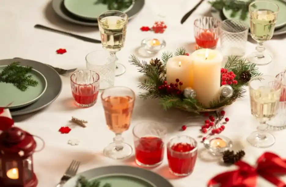 A tropical Christmas table set up for your home in Goa.