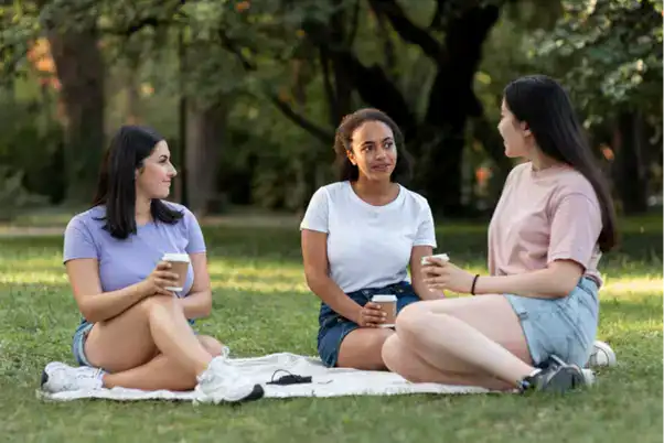 Friends living in Goa meeting up at the park.