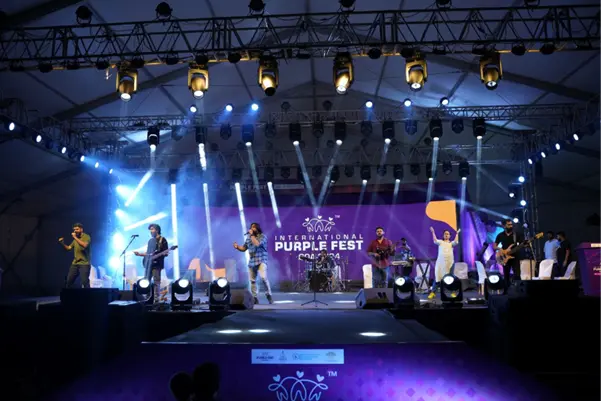  Live band performing at Purple Fest Goa, capturing the music and festival vibes near homes in Panjim