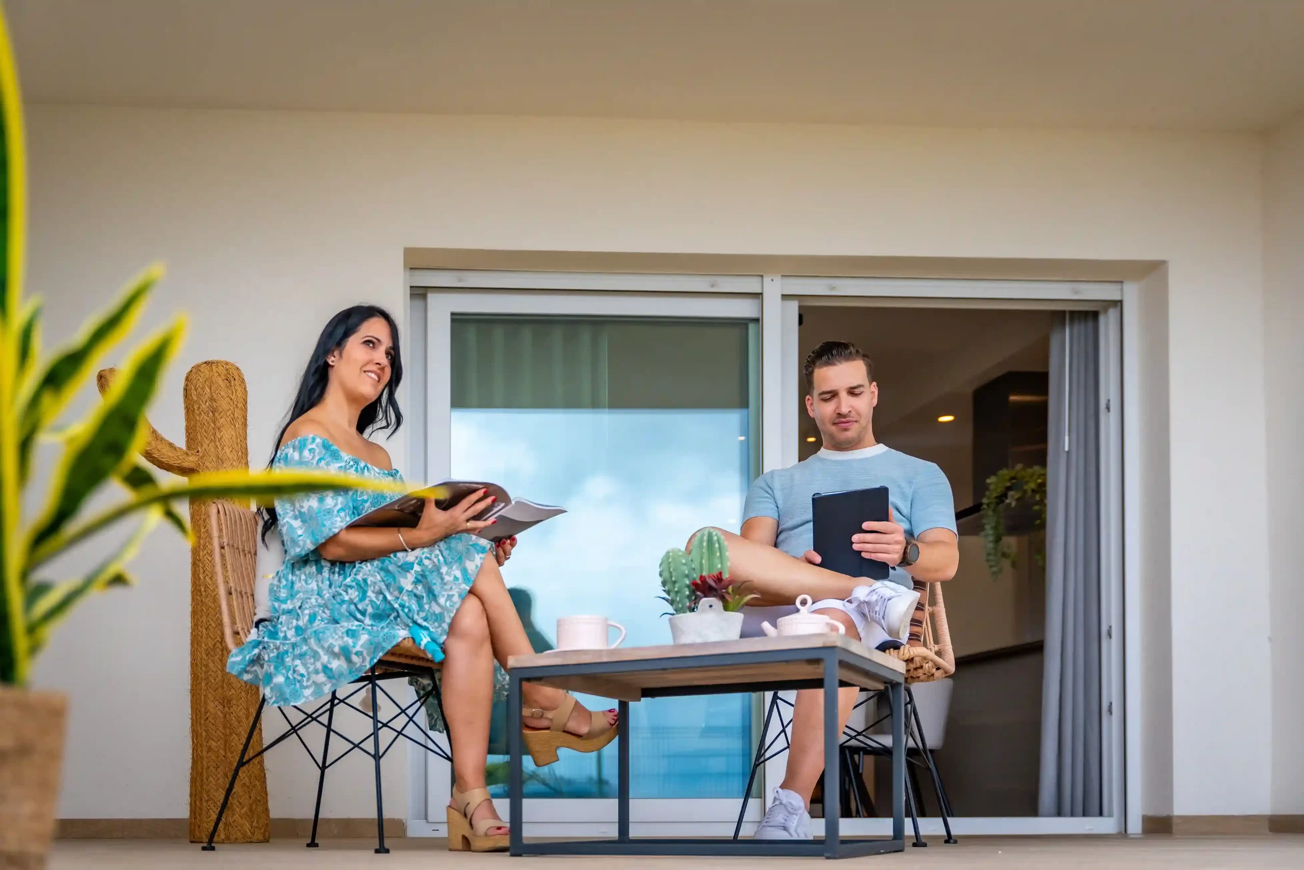 A couple enjoying their home in Goa during summer