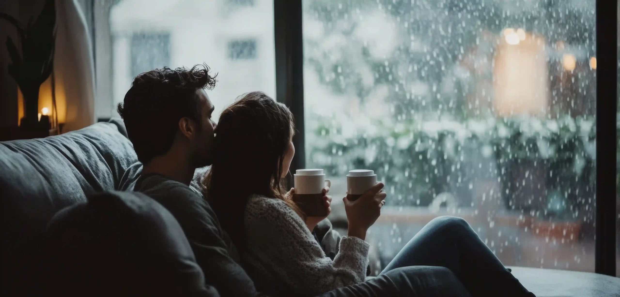 A couple enjoying the rains from their home in Goa.