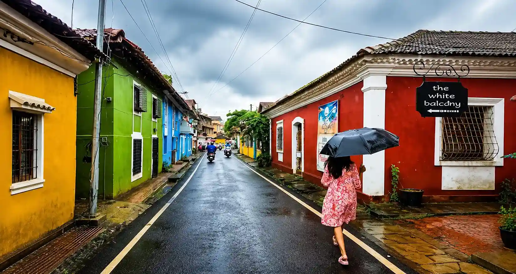 Colourful Portuguese houses in Fontainhas, a charming neighbourhood for a home in Panjim.