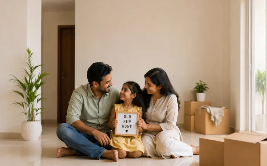 A family celebrating a new house in Goa.