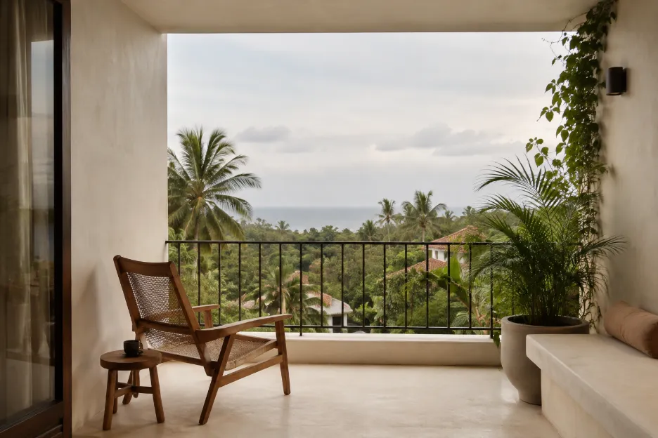 View from the top floor of an apartment in Goa